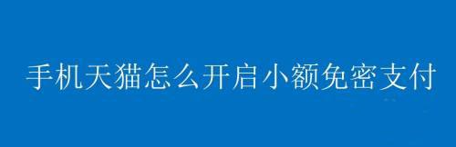 手机天猫怎么开启小额免密支付功能？（淘宝天猫APP开启小额免密支付的图文教程）